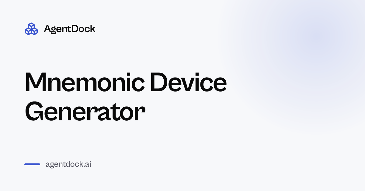 Free Mnemonic Device Generator - AgentDock
