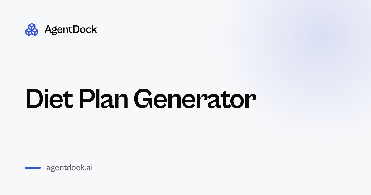 Free Diet Plan Generator - AgentDock