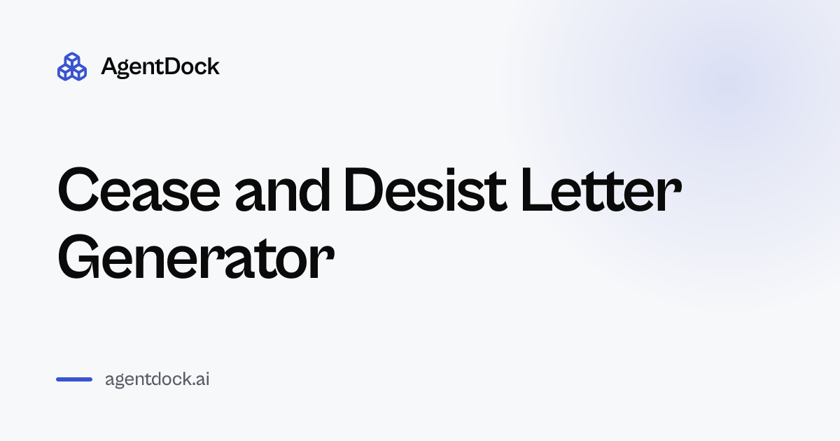 Free Cease and Desist Letter Generator - AgentDock