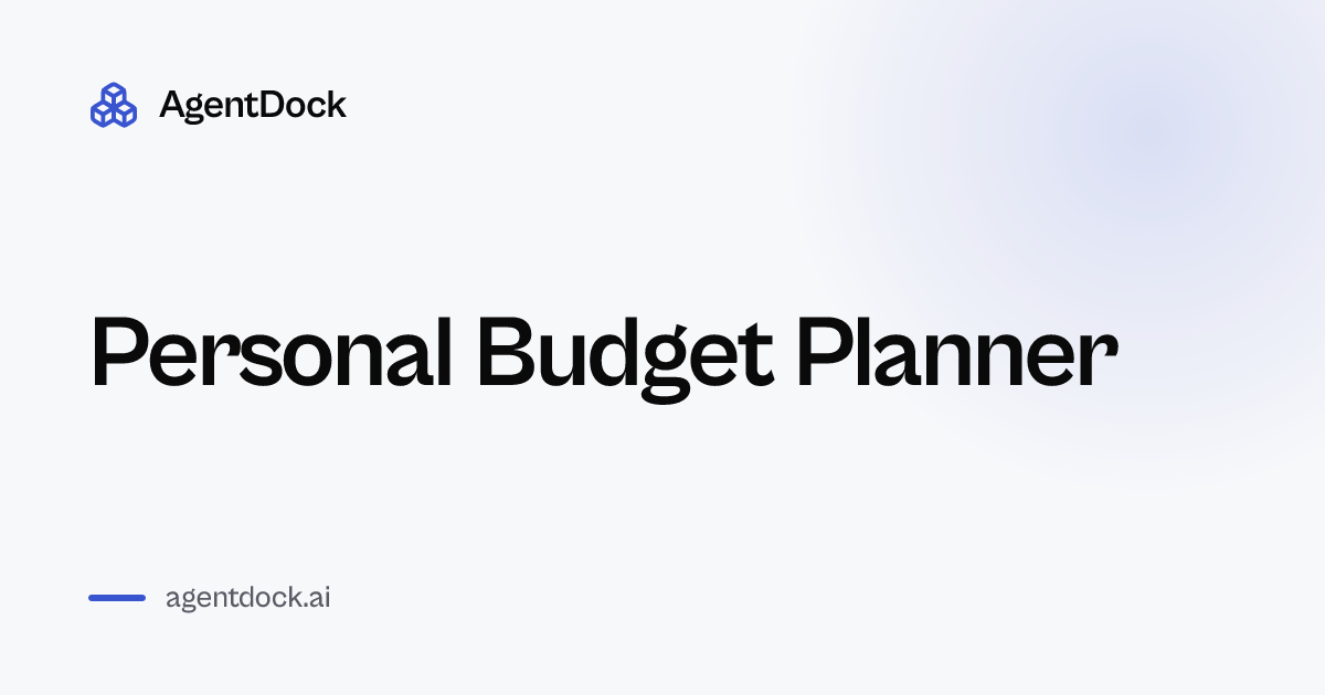 Free Personal Budget Planner - AgentDock