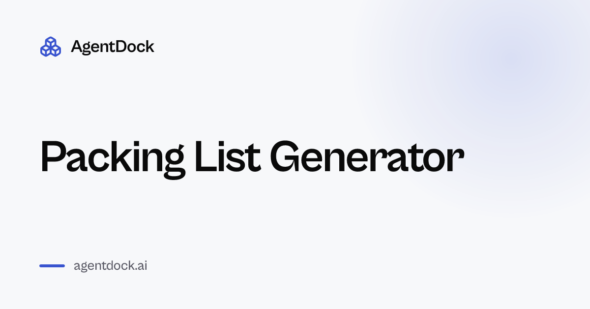 Free Packing List Generator - AgentDock