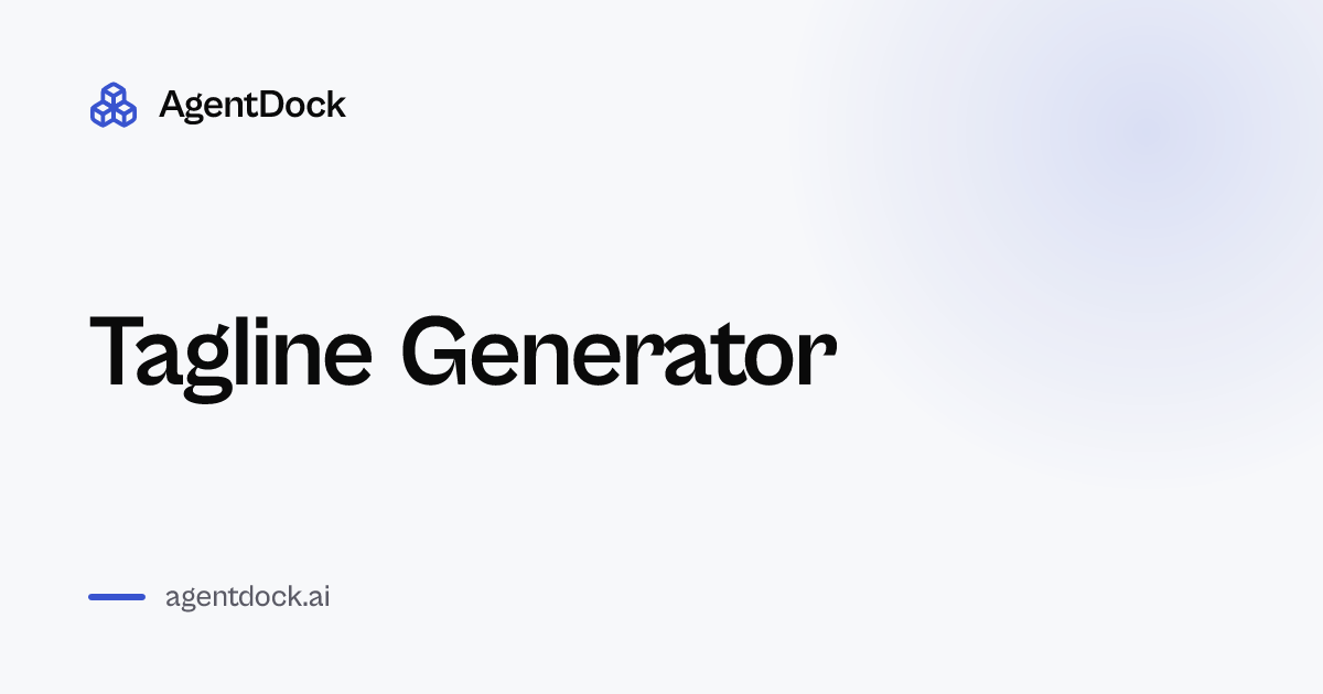 Free Tagline Generator - AgentDock